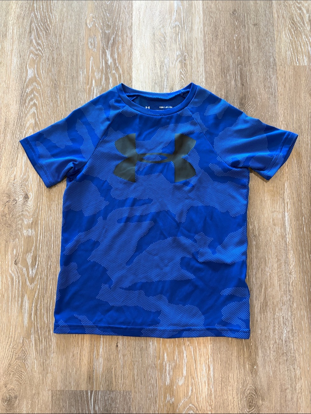 Under Armour Blue Camo Performance Tee with Black Logo
